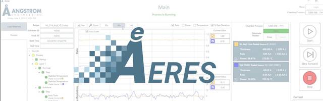 Aeres标志的图像与节省时间的软件的屏幕截图在后台